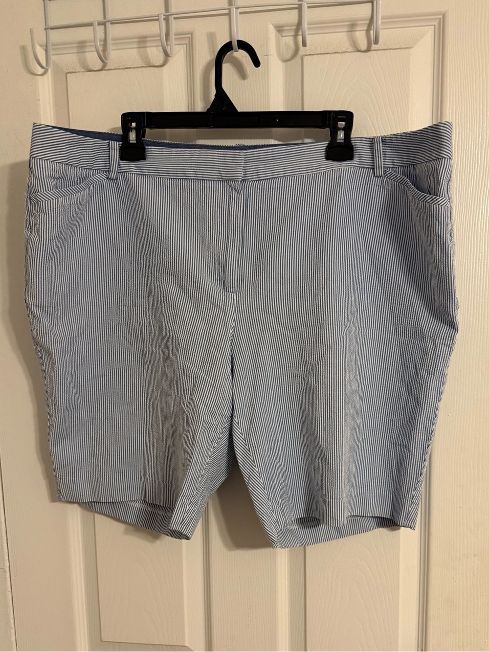 Talbots Blue and White Striped Seersucker Bermuda Shorts